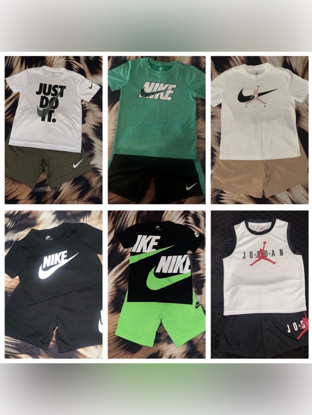 Nike Boys' Mixed Logo Tees in Green, White & Black